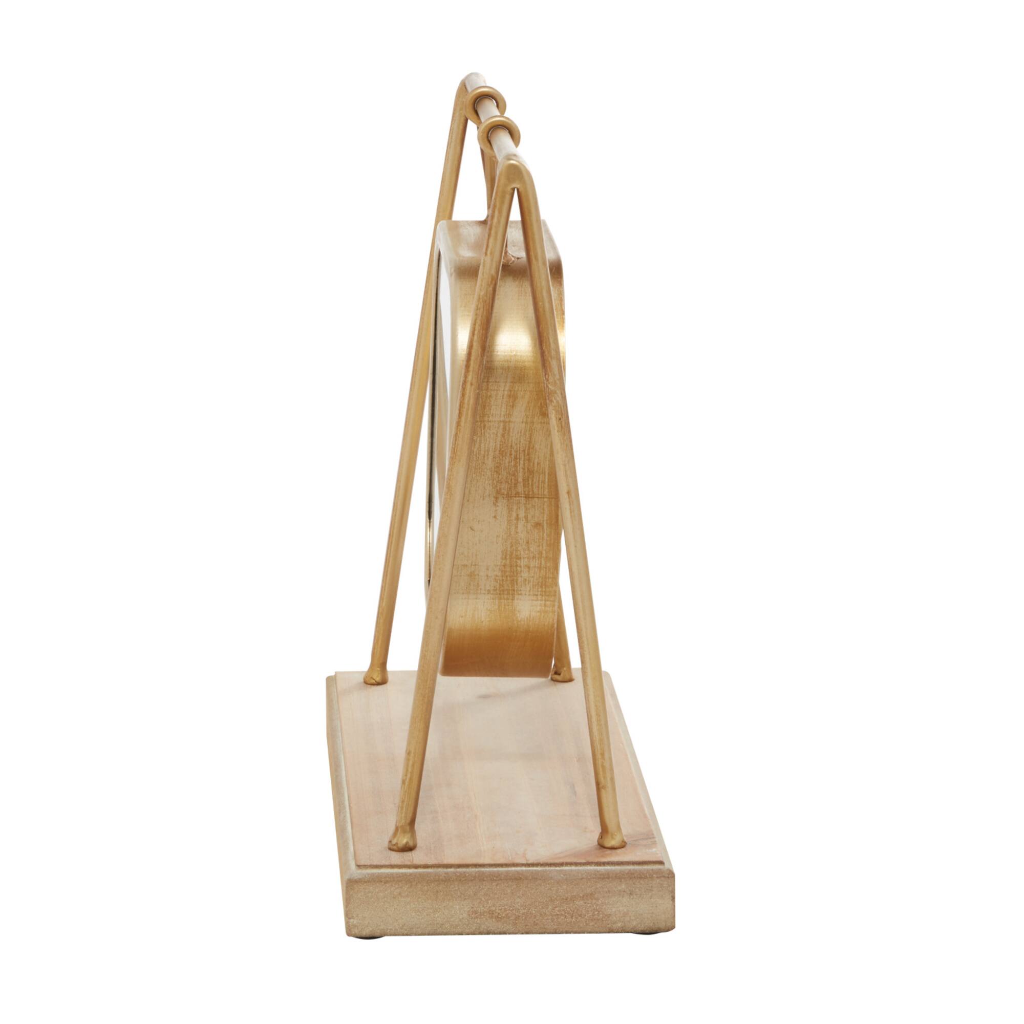 11" Gold Wood Farmhouse Swing Clock
